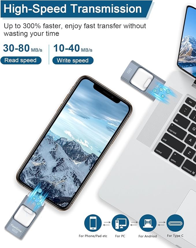 816G6o0pi8L._AC_SX679_ ZARMST 256GB USB Stick für Phone, 4-in-1 - Gambar 4